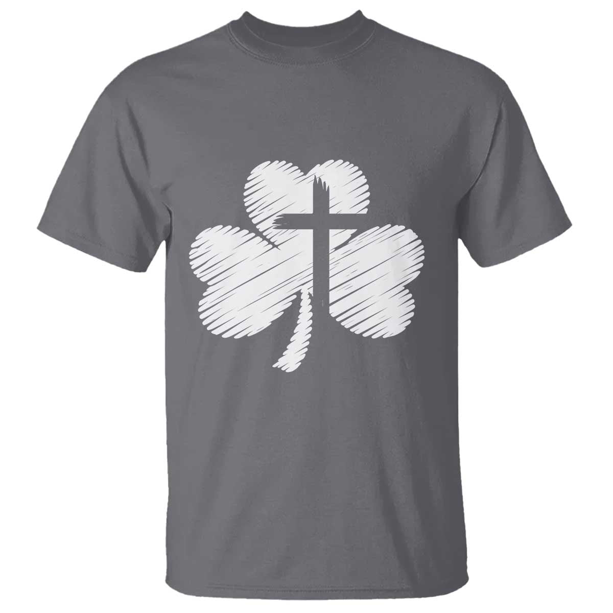 St Patricks Day Christian Religious Shamrock Cross T Shirt TS11 Charcoal Print Your Wear