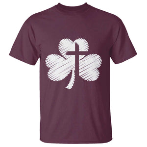 St Patricks Day Christian Religious Shamrock Cross T Shirt TS11 Maroon Print Your Wear