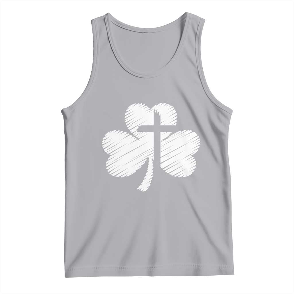 St Patricks Day Christian Religious Shamrock Cross Tank Top TS11 Athletic Heather Print Your Wear