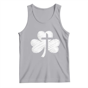 St Patricks Day Christian Religious Shamrock Cross Tank Top TS11 Athletic Heather Print Your Wear