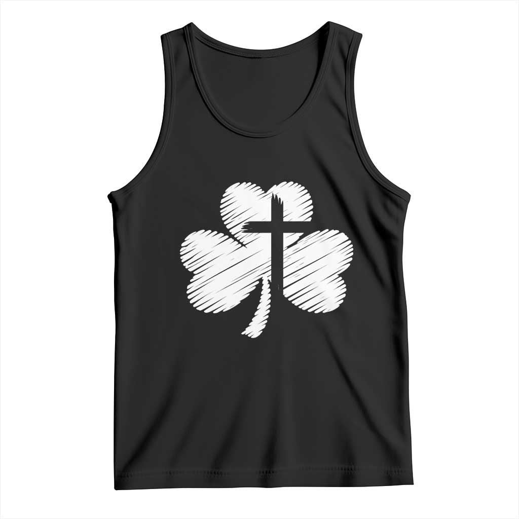St Patricks Day Christian Religious Shamrock Cross Tank Top TS11 Black Print Your Wear