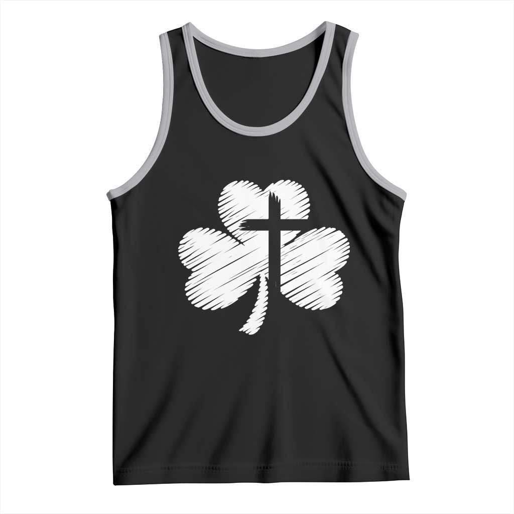 St Patricks Day Christian Religious Shamrock Cross Tank Top TS11 Black Athletic Heather Print Your Wear