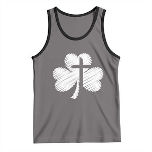 St Patricks Day Christian Religious Shamrock Cross Tank Top TS11 Deep Heather Black Print Your Wear