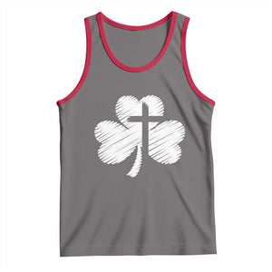 St Patricks Day Christian Religious Shamrock Cross Tank Top TS11 Deep Heather Red Print Your Wear