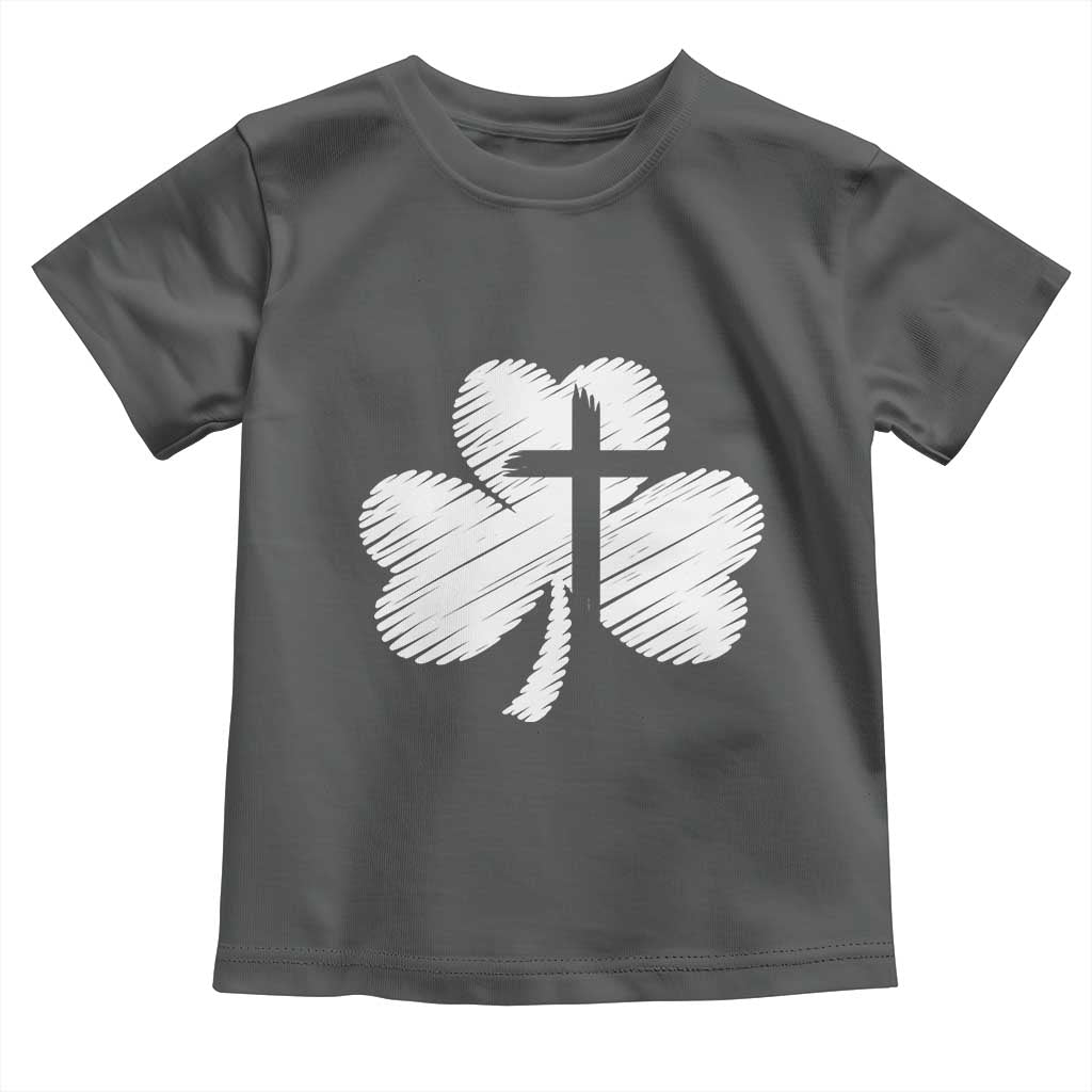 St Patricks Day Christian Religious Shamrock Cross Toddler T Shirt TS11 Dark Heather Print Your Wear
