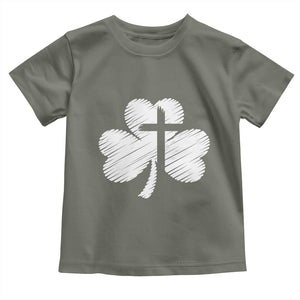 St Patricks Day Christian Religious Shamrock Cross Toddler T Shirt TS11 Military Green Print Your Wear