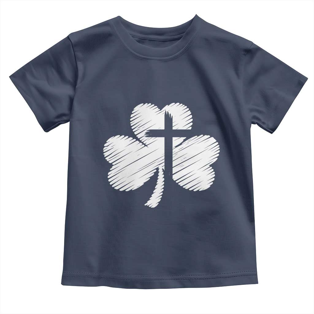St Patricks Day Christian Religious Shamrock Cross Toddler T Shirt TS11 Navy Print Your Wear