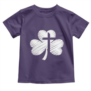 St Patricks Day Christian Religious Shamrock Cross Toddler T Shirt TS11 Purple Print Your Wear