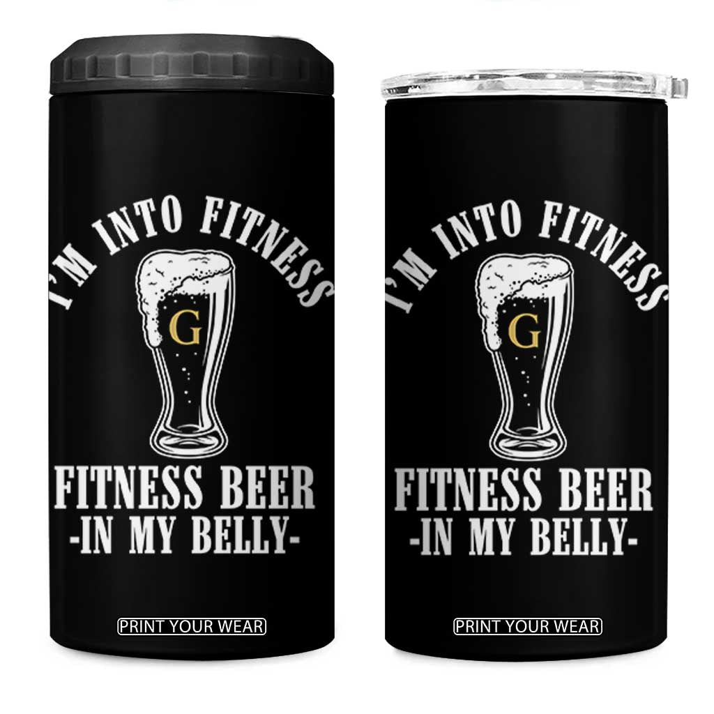 Funny Irish Stout Drinking 4 in 1 Can Cooler Tumbler I Am Into Fitness Fitting Beer In My Belly TS11 One Size: 16 oz Black Print Your Wear