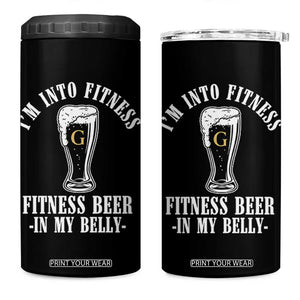 Funny Irish Stout Drinking 4 in 1 Can Cooler Tumbler I Am Into Fitness Fitting Beer In My Belly TS11 One Size: 16 oz Black Print Your Wear