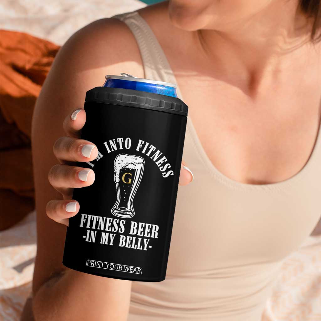 Funny Irish Stout Drinking 4 in 1 Can Cooler Tumbler I Am Into Fitness Fitting Beer In My Belly TS11 Print Your Wear