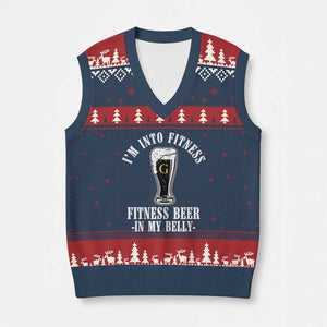 Funny Irish Stout Drinking V-Neck Knit Sweater Vest I Am Into Fitness Fitting Beer In My Belly TS11 Navy Red Print Your Wear