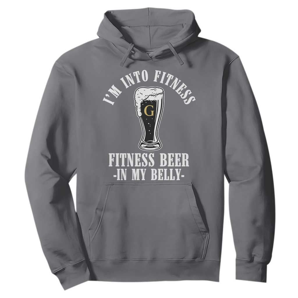 Funny Irish Stout Drinking Hoodie I Am Into Fitness Fitting Beer In My Belly TS11 Charcoal Print Your Wear