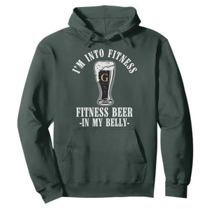 Funny Irish Stout Drinking Hoodie I Am Into Fitness Fitting Beer In My Belly TS11 Dark Forest Green Print Your Wear