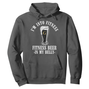 Funny Irish Stout Drinking Hoodie I Am Into Fitness Fitting Beer In My Belly TS11 Dark Heather Print Your Wear