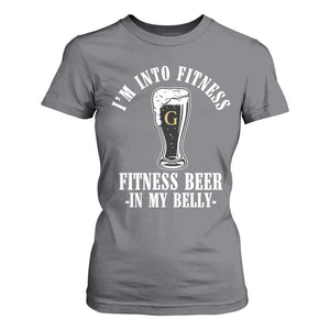 Funny Irish Stout Drinking T Shirt For Women I Am Into Fitness Fitting Beer In My Belly TS11 Charcoal Print Your Wear