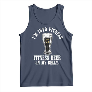 Funny Irish Stout Drinking Tank Top I Am Into Fitness Fitting Beer In My Belly TS11 Navy Print Your Wear