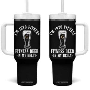 Funny Irish Stout Drinking Tumbler With Handle I Am Into Fitness Fitting Beer In My Belly TS11 One Size: 40 oz Black Print Your Wear
