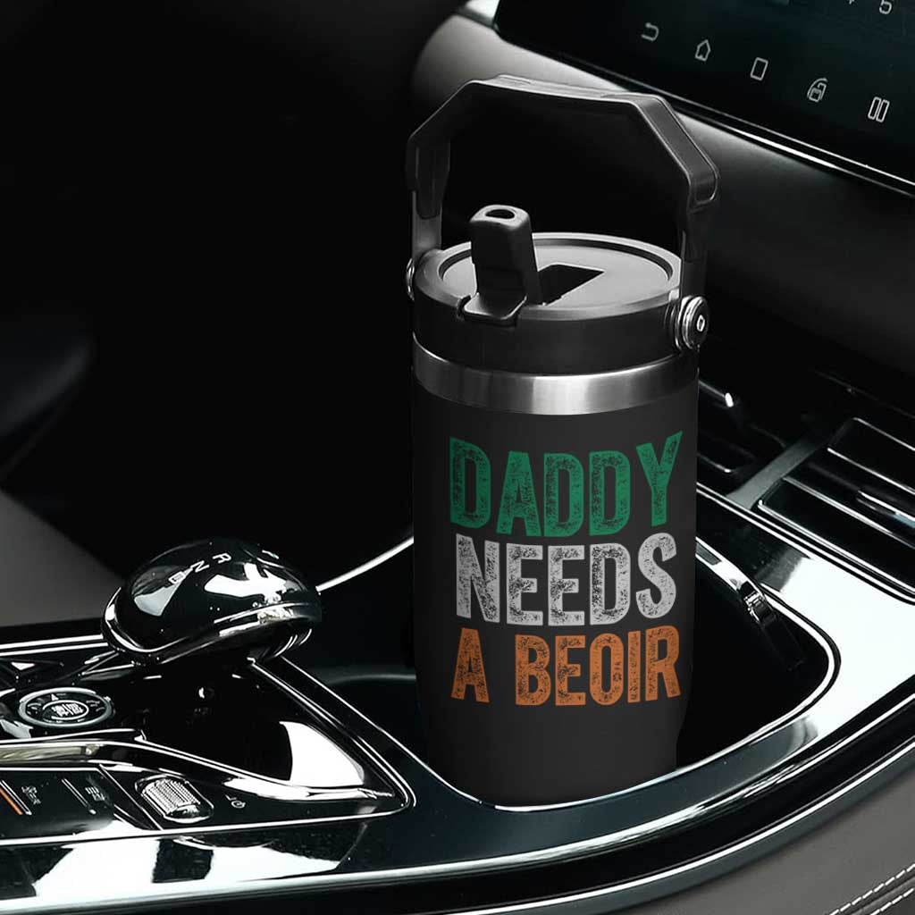 Funny Irish Beer Drinking Flip Straw Tumbler Daddy Needs A Beoir Fathers Day TS11 Print Your Wear