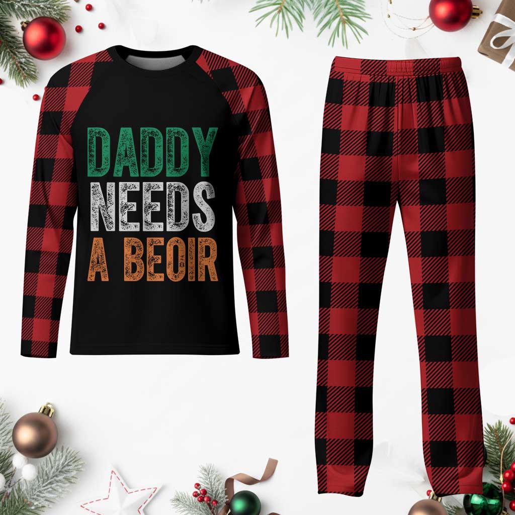 Funny Irish Beer Drinking Plaid Pajama Set Daddy Needs A Beoir Fathers Day TS11 Buffalo Plaid Print Your Wear