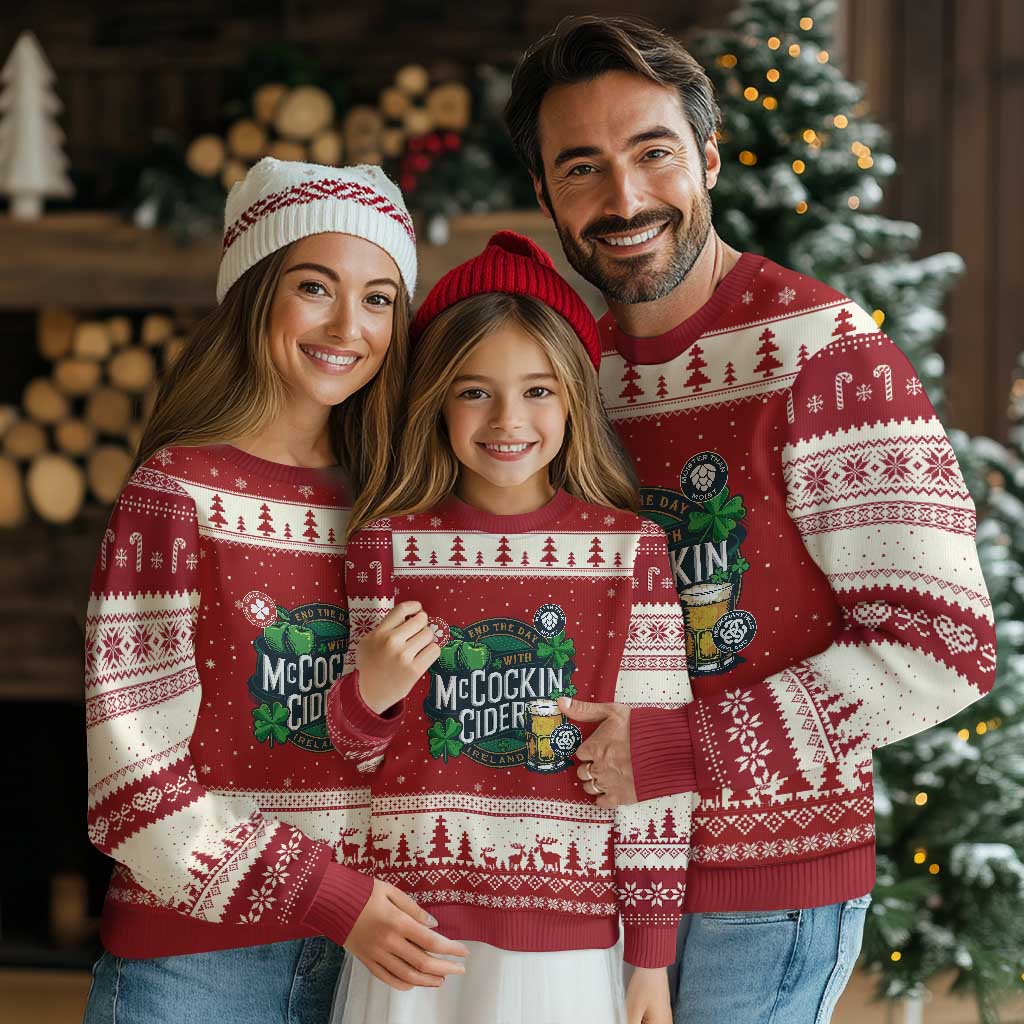 End The Day With McCockin Cider Ugly Christmas Sweater Ireland Beer Lover St Patricks Day Humor TS11 Red Beige Print Your Wear