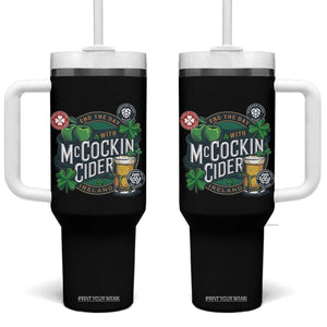 End The Day With McCockin Cider Tumbler With Handle Ireland Beer Lover St Patricks Day Humor TS11 One Size: 40 oz Black Print Your Wear