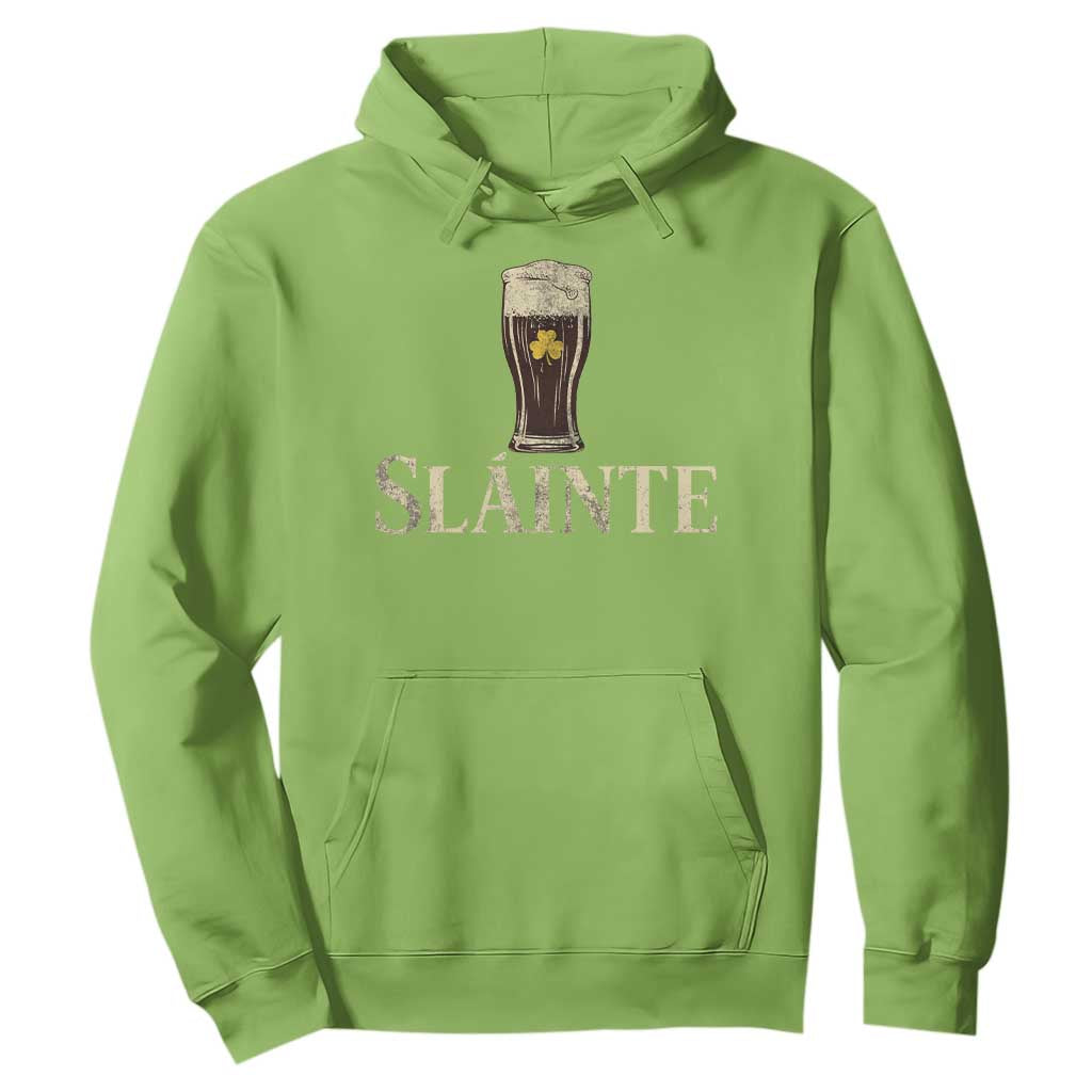 Funny Slainte Stout Beer Irish Drinking St Patricks Day Hoodie TS11 Lime Print Your Wear