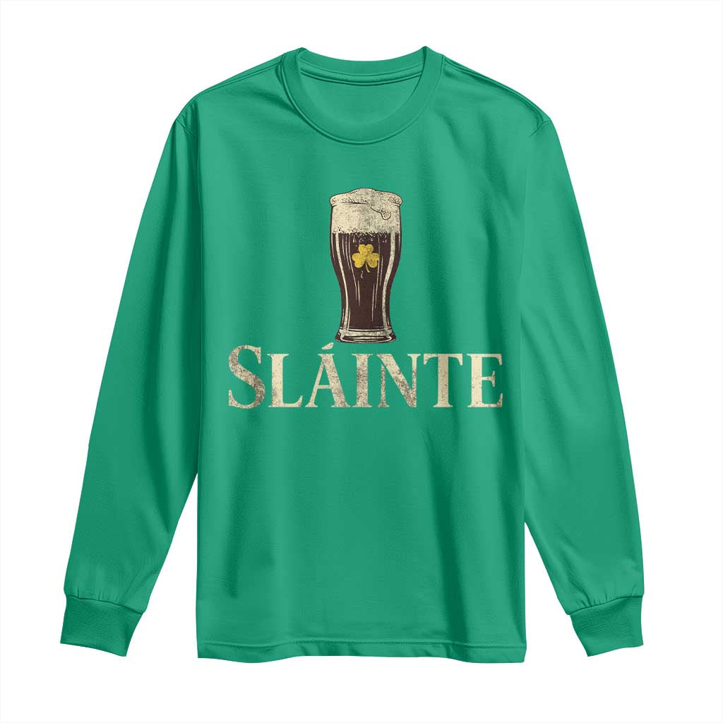 Funny Slainte Stout Beer Irish Drinking St Patricks Day Long Sleeve Shirt TS11 Irish Green Print Your Wear