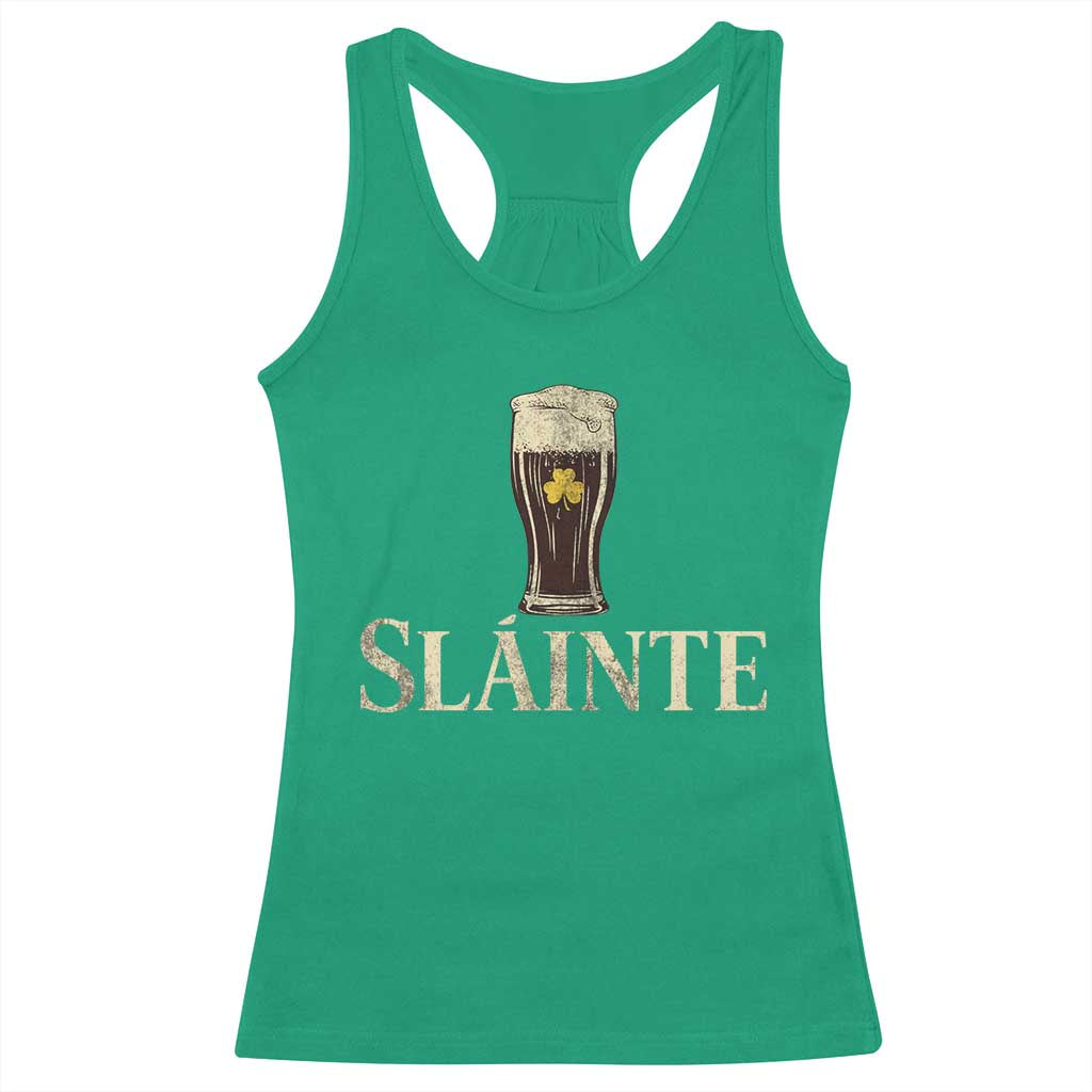Funny Slainte Stout Beer Irish Drinking St Patricks Day Racerback Tank Top TS11 Irish Green Print Your Wear