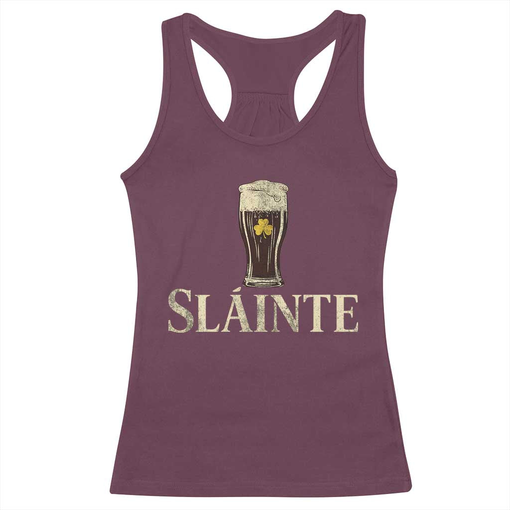 Funny Slainte Stout Beer Irish Drinking St Patricks Day Racerback Tank Top TS11 Maroon Print Your Wear