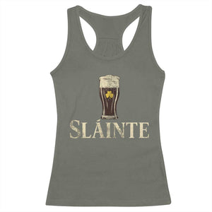 Funny Slainte Stout Beer Irish Drinking St Patricks Day Racerback Tank Top TS11 Military Green Print Your Wear