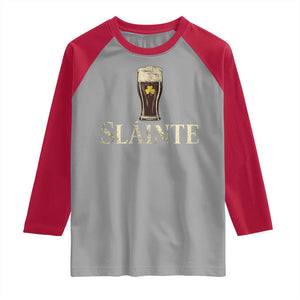 Funny Slainte Stout Beer Irish Drinking St Patricks Day Raglan Shirt TS11 Sport Gray Red Print Your Wear