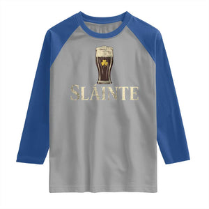 Funny Slainte Stout Beer Irish Drinking St Patricks Day Raglan Shirt TS11 Sport Gray Royal Print Your Wear