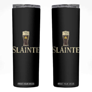 Funny Slainte Stout Beer Irish Drinking St Patricks Day Skinny Tumbler TS11 Black Print Your Wear
