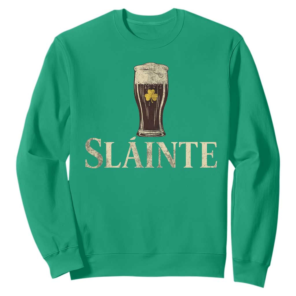 Funny Slainte Stout Beer Irish Drinking St Patricks Day Sweatshirt TS11 Irish Green Print Your Wear