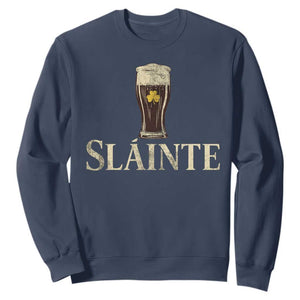Funny Slainte Stout Beer Irish Drinking St Patricks Day Sweatshirt TS11 Navy Print Your Wear
