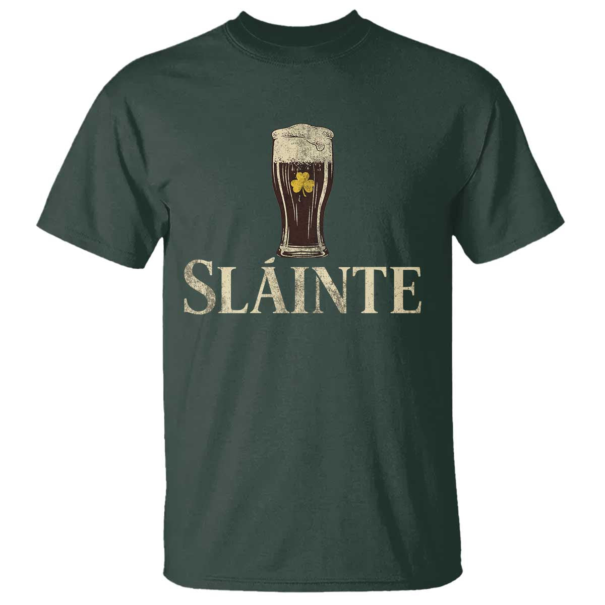 Funny Slainte Stout Beer Irish Drinking St Patricks Day T Shirt TS11 Dark Forest Green Print Your Wear
