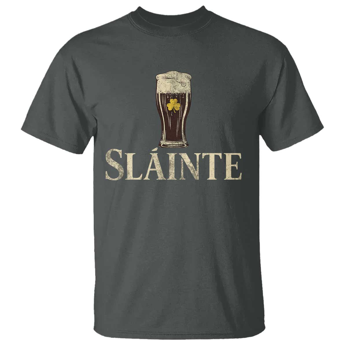 Funny Slainte Stout Beer Irish Drinking St Patricks Day T Shirt TS11 Dark Heather Print Your Wear