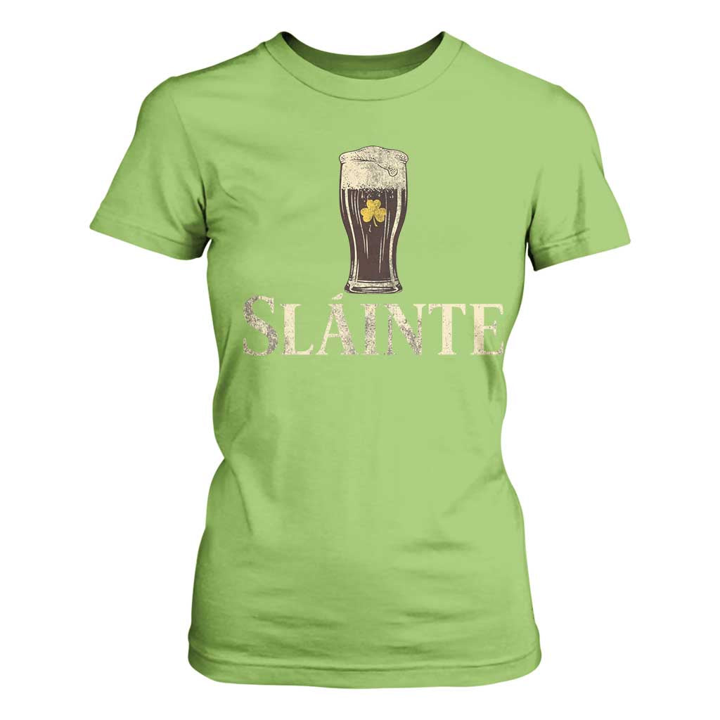 Funny Slainte Stout Beer Irish Drinking St Patricks Day T Shirt For Women TS11 Lime Print Your Wear