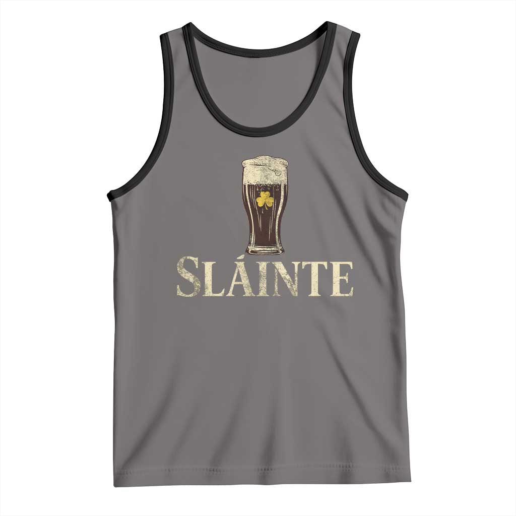 Funny Slainte Stout Beer Irish Drinking St Patricks Day Tank Top TS11 Deep Heather Black Print Your Wear