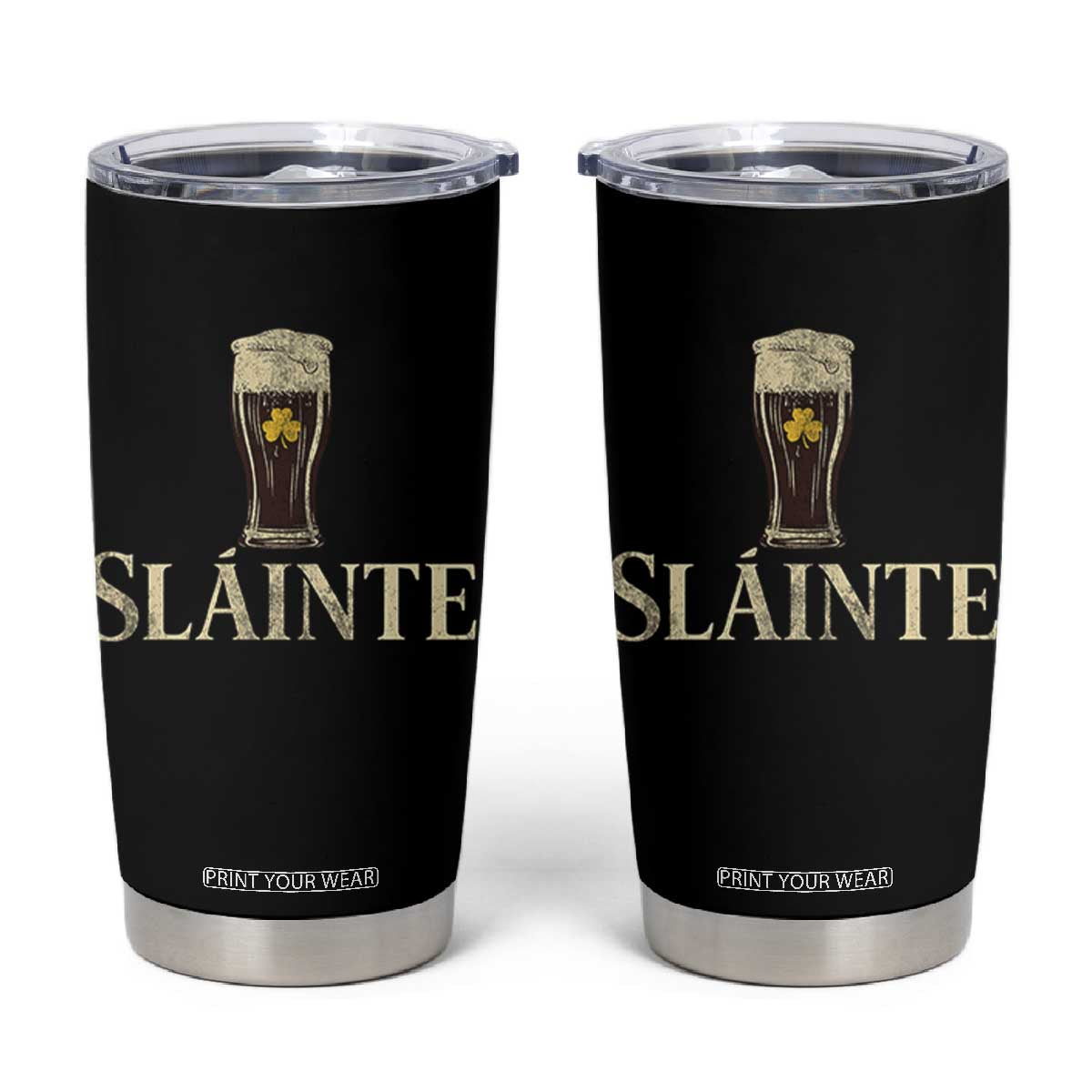 Funny Slainte Stout Beer Irish Drinking St Patricks Day Tumbler Cup TS11 Black Print Your Wear