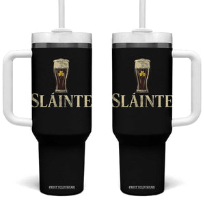 Funny Slainte Stout Beer Irish Drinking St Patricks Day Tumbler With Handle TS11 One Size: 40 oz Black Print Your Wear