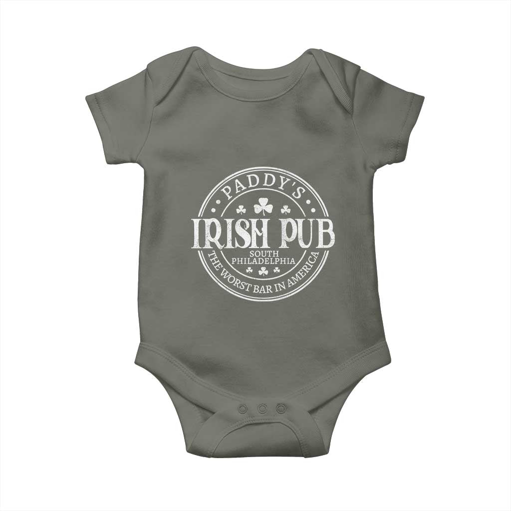 Funny Paddys Irish Pub Baby Onesie The Worst Bar In America St Patricks Day Beer Drinking TS11 Military Green Print Your Wear