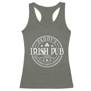 Funny Paddys Irish Pub Racerback Tank Top The Worst Bar In America St Patricks Day Beer Drinking TS11 Military Green Print Your Wear