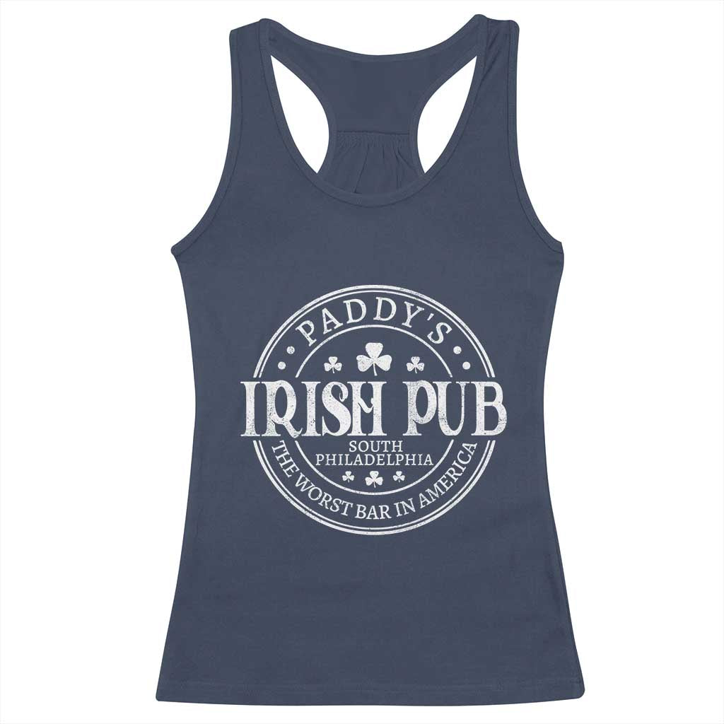 Funny Paddys Irish Pub Racerback Tank Top The Worst Bar In America St Patricks Day Beer Drinking TS11 Navy Print Your Wear