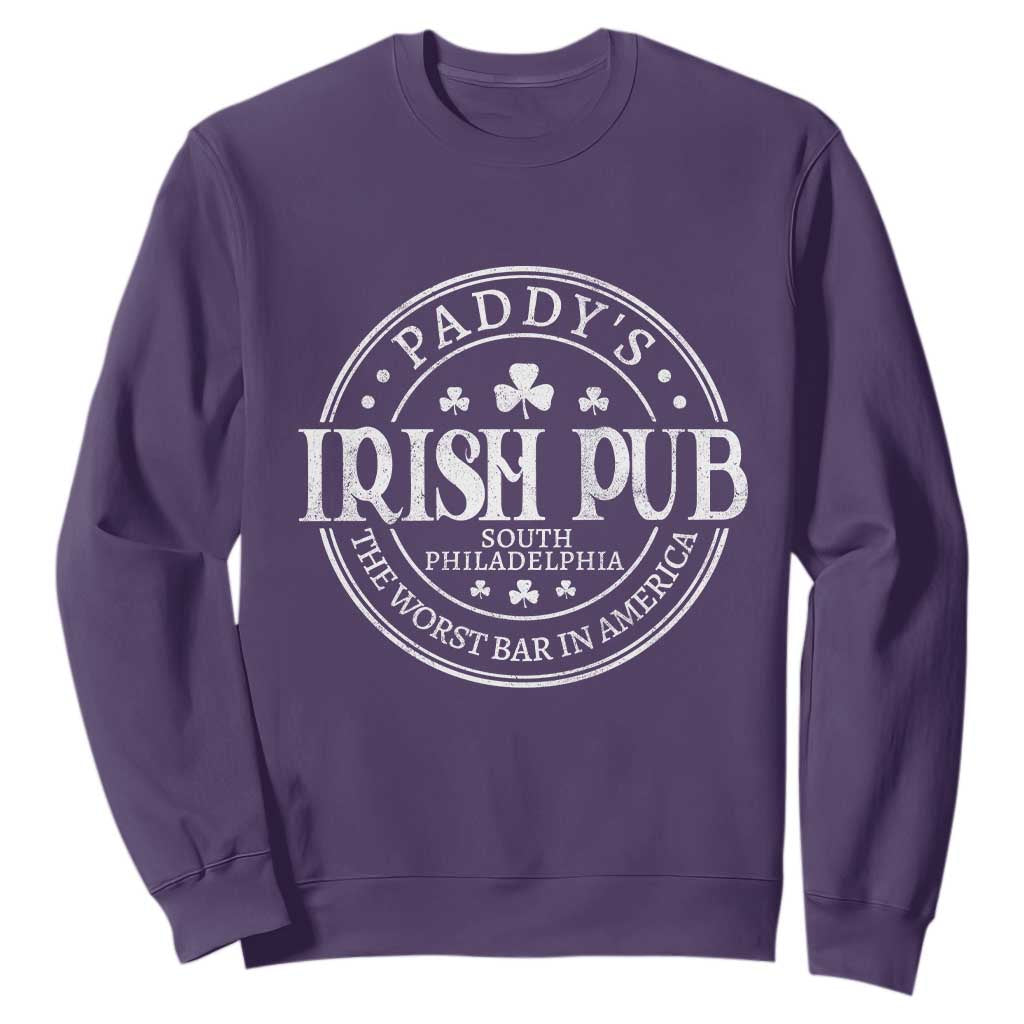 Funny Paddys Irish Pub Sweatshirt The Worst Bar In America St Patricks Day Beer Drinking TS11 Purple Print Your Wear
