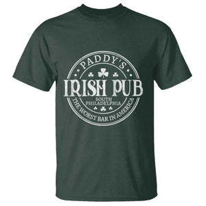 Funny Paddys Irish Pub T Shirt The Worst Bar In America St Patricks Day Beer Drinking TS11 Dark Forest Green Print Your Wear