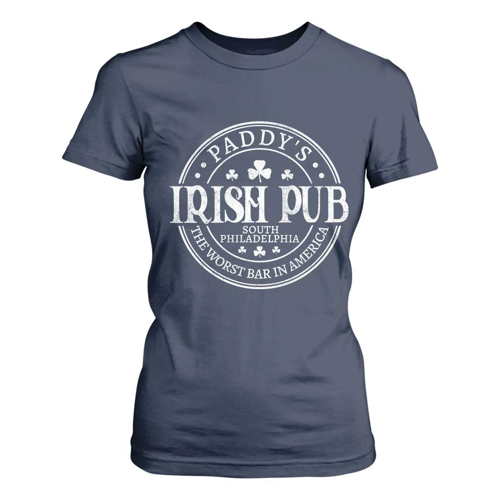 Funny Paddys Irish Pub T Shirt For Women The Worst Bar In America St Patricks Day Beer Drinking TS11 Navy Print Your Wear