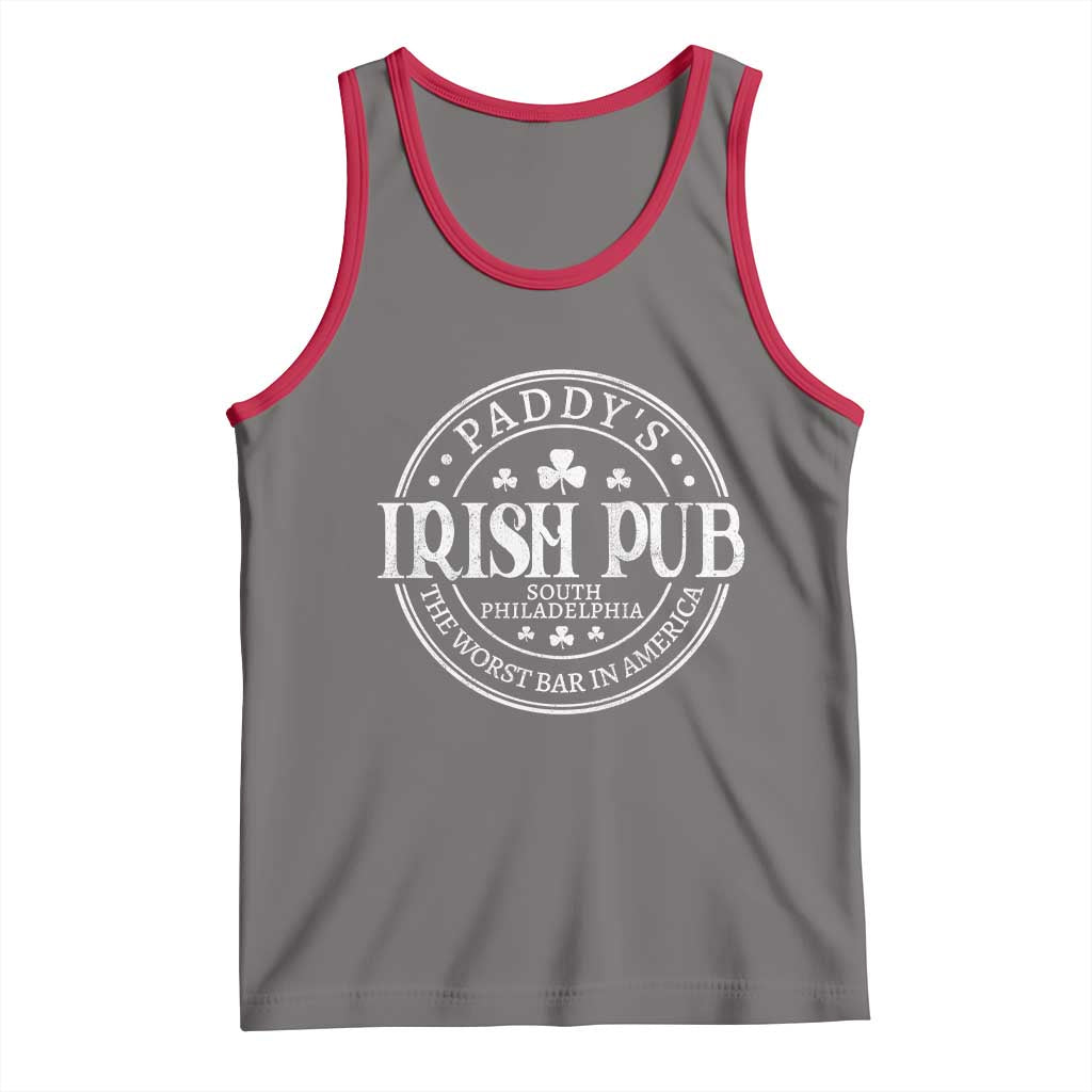Funny Paddys Irish Pub Tank Top The Worst Bar In America St Patricks Day Beer Drinking TS11 Deep Heather Red Print Your Wear