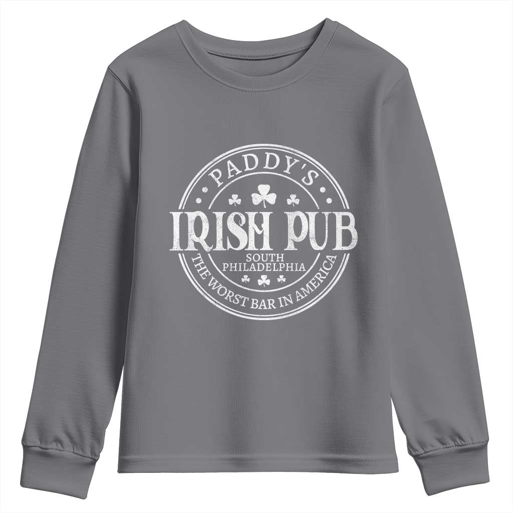 Funny Paddys Irish Pub Youth Sweatshirt The Worst Bar In America St Patricks Day Beer Drinking TS11 Charcoal Print Your Wear